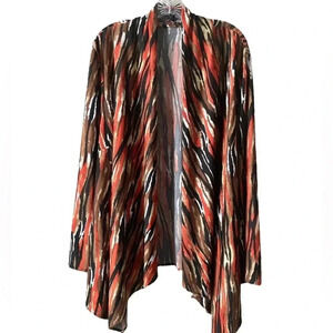 R & K | Women’s Multicolored Striped Draped Open Front Kimono Size 1X